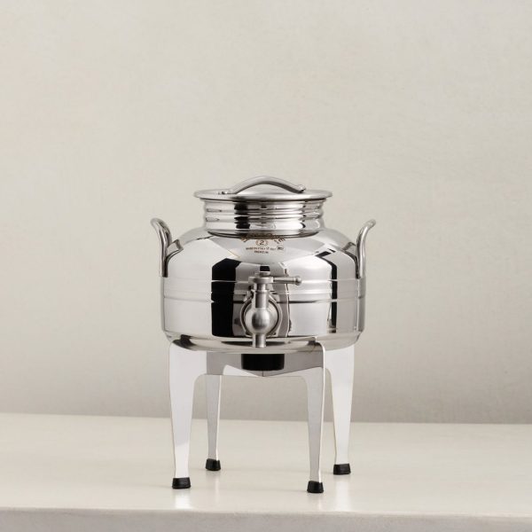 2P+SS מיכל נירוסטה פרימיום 2 ליטר לאחסון שמן זית + מעמד נירוסטה