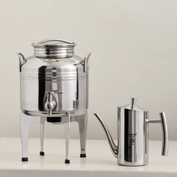 3P+0.5 מארז: מיכל נירוסטה פרימיום 3 ליטר ומעמד + קנקן 500 מ״ל