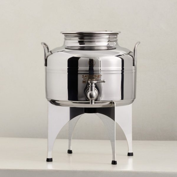 5P מיכל נירוסטה פרימיום 5 ליטר לאחסון שמן זית + מעמד נירוסטה