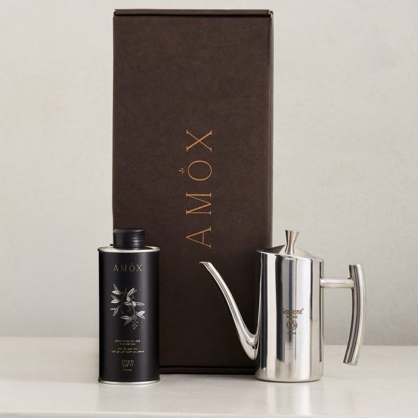 סולו מארז סולו: קנקן נירוסטה 0.5 ליטר + פח שמן זית 400 מ"ל מעודן ורענן